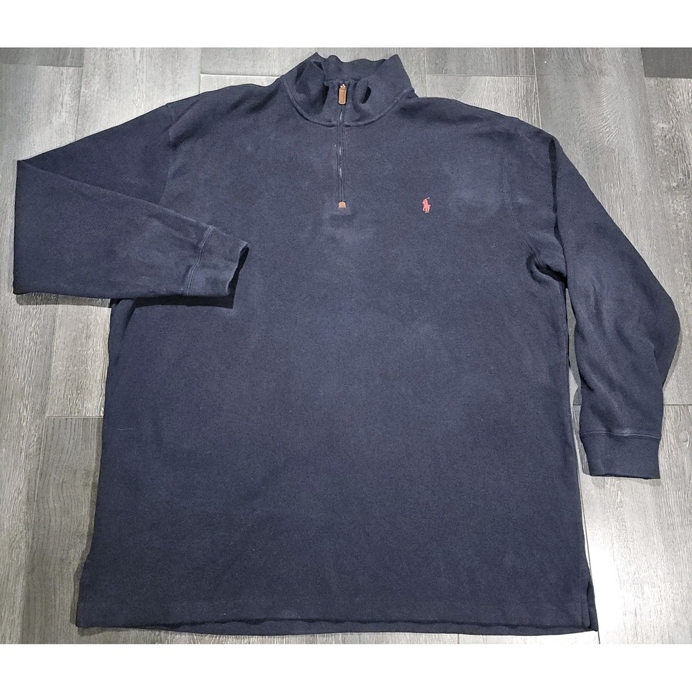 Polo Ralph Lauren 1/4 Zip Sweater Men 3XLT Tall Navy Blue Preppy Golf‎ Pony LS